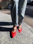 Paola leather pointed ballerina flat with spotted strap