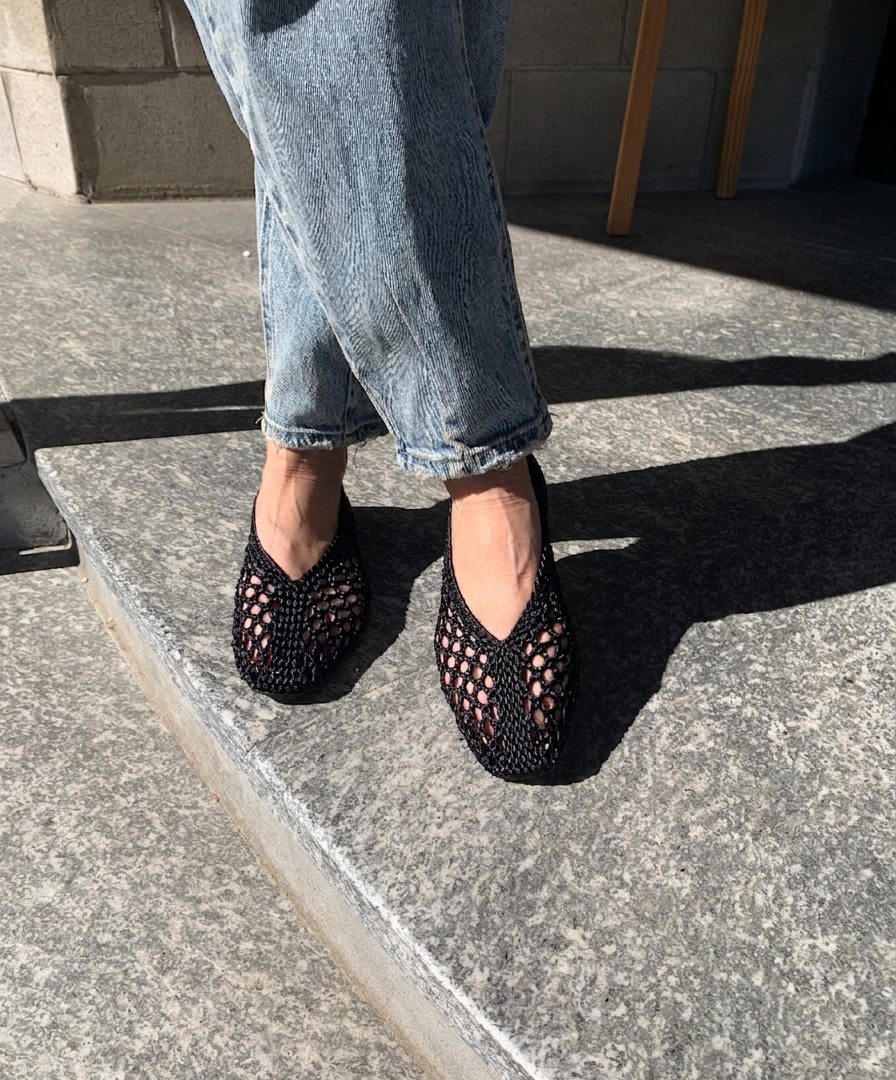 Crocheted fabric ballerina slipper
