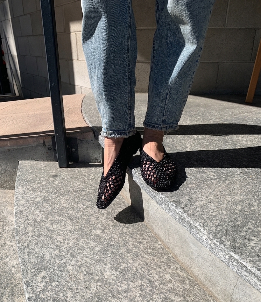 Crocheted fabric ballerina slipper