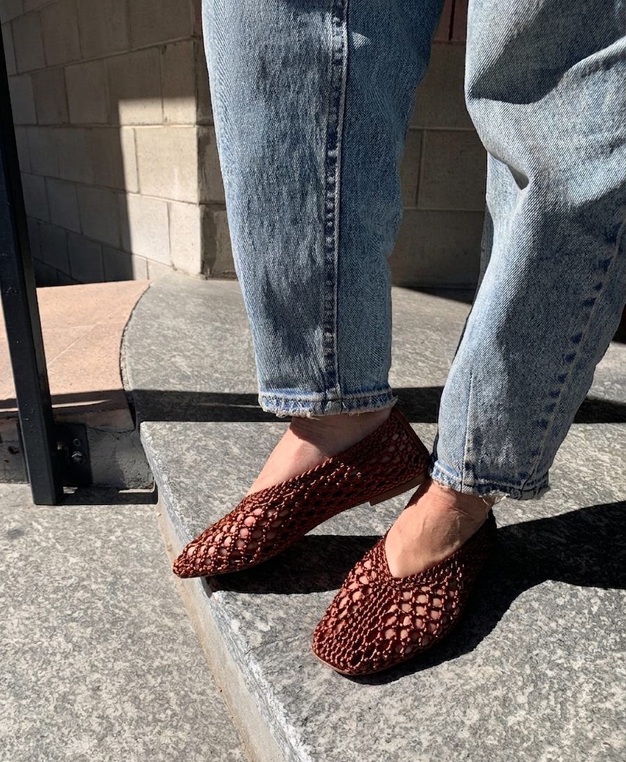 Crocheted fabric ballerina slipper