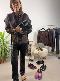 Ballerina Emma in velluto goffrato con cinturino