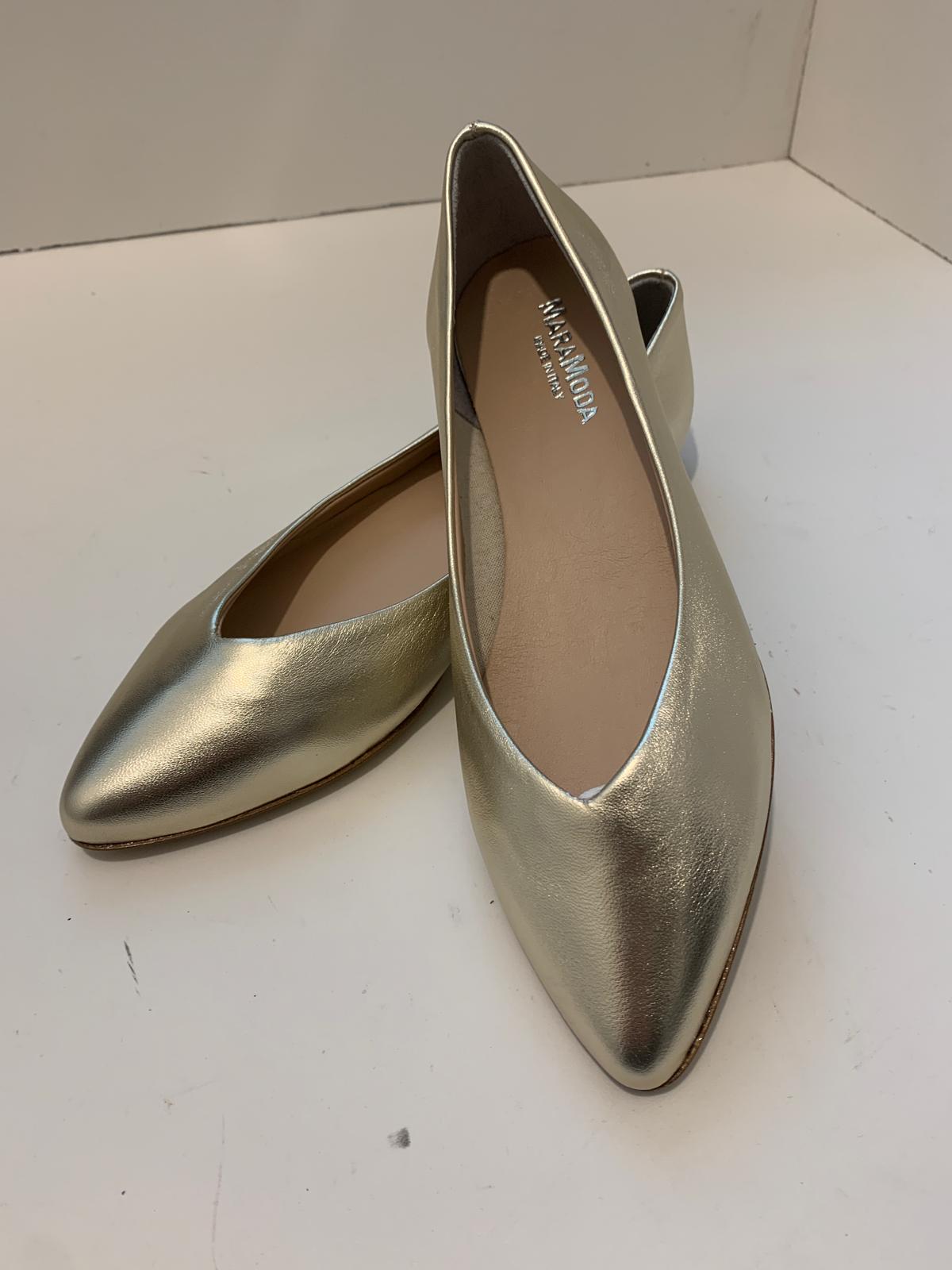 Ballerina Paola a punta laminato oro o argento