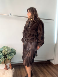 Bomber in ecopelliccia con tasche