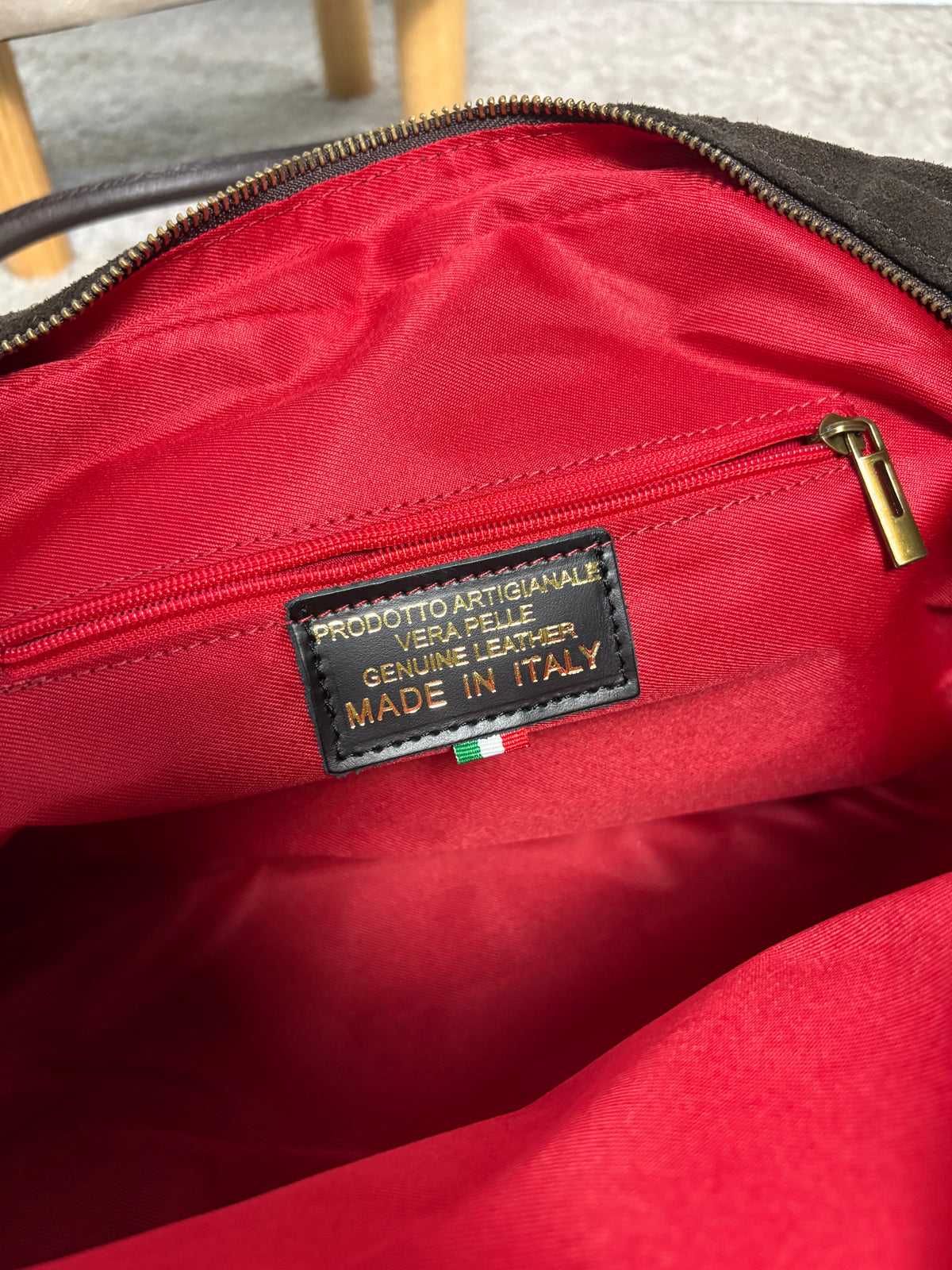 Borsa a bauletto in pelle scamosciata stampa cocco