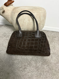 Borsa a bauletto in pelle scamosciata stampa cocco