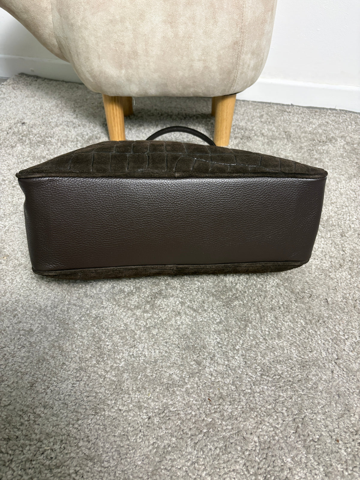 Borsa a bauletto in pelle scamosciata stampa cocco