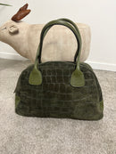 Borsa a bauletto in pelle scamosciata stampa cocco