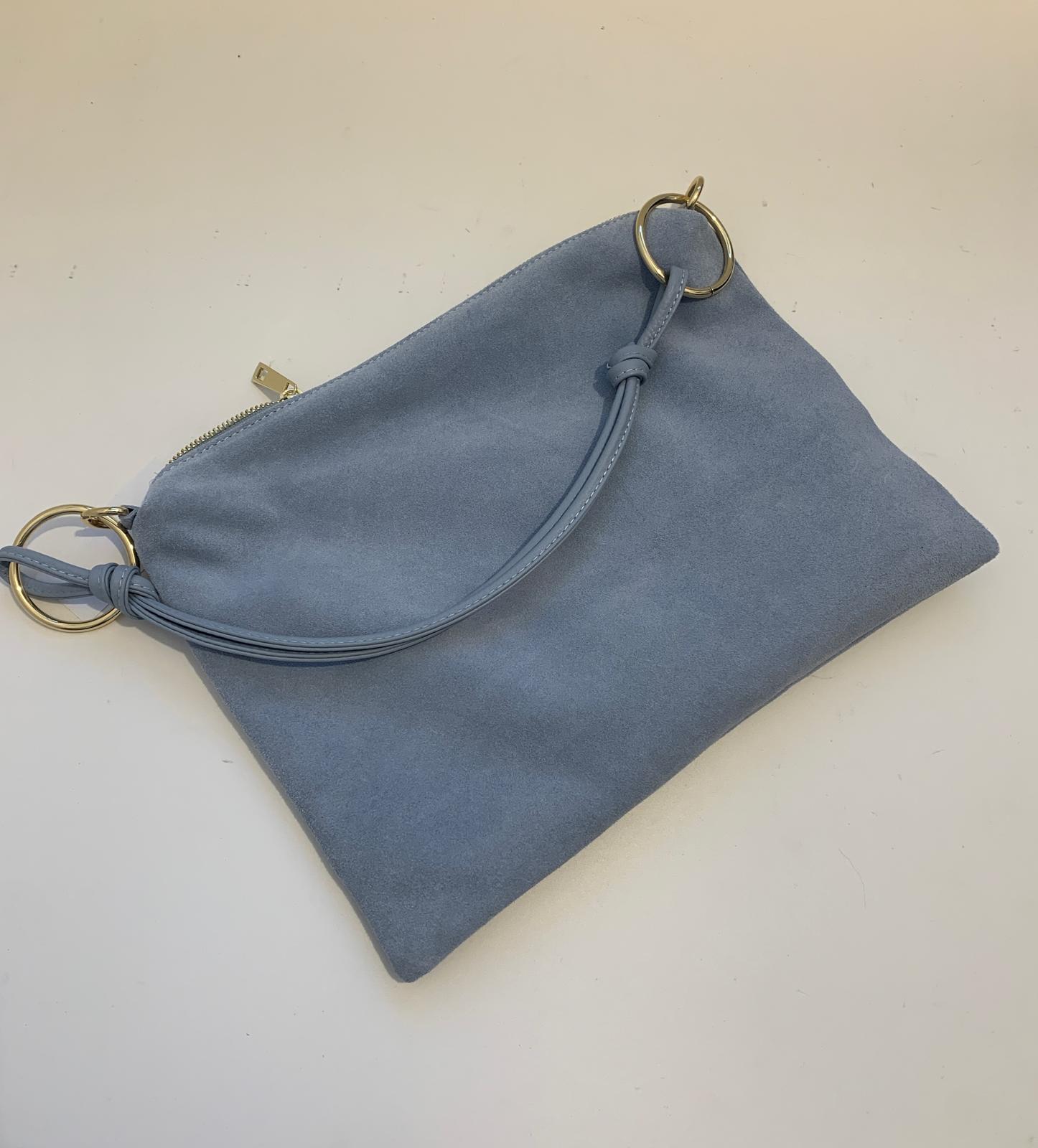 Made in Italy suede bag with double shoulder strap