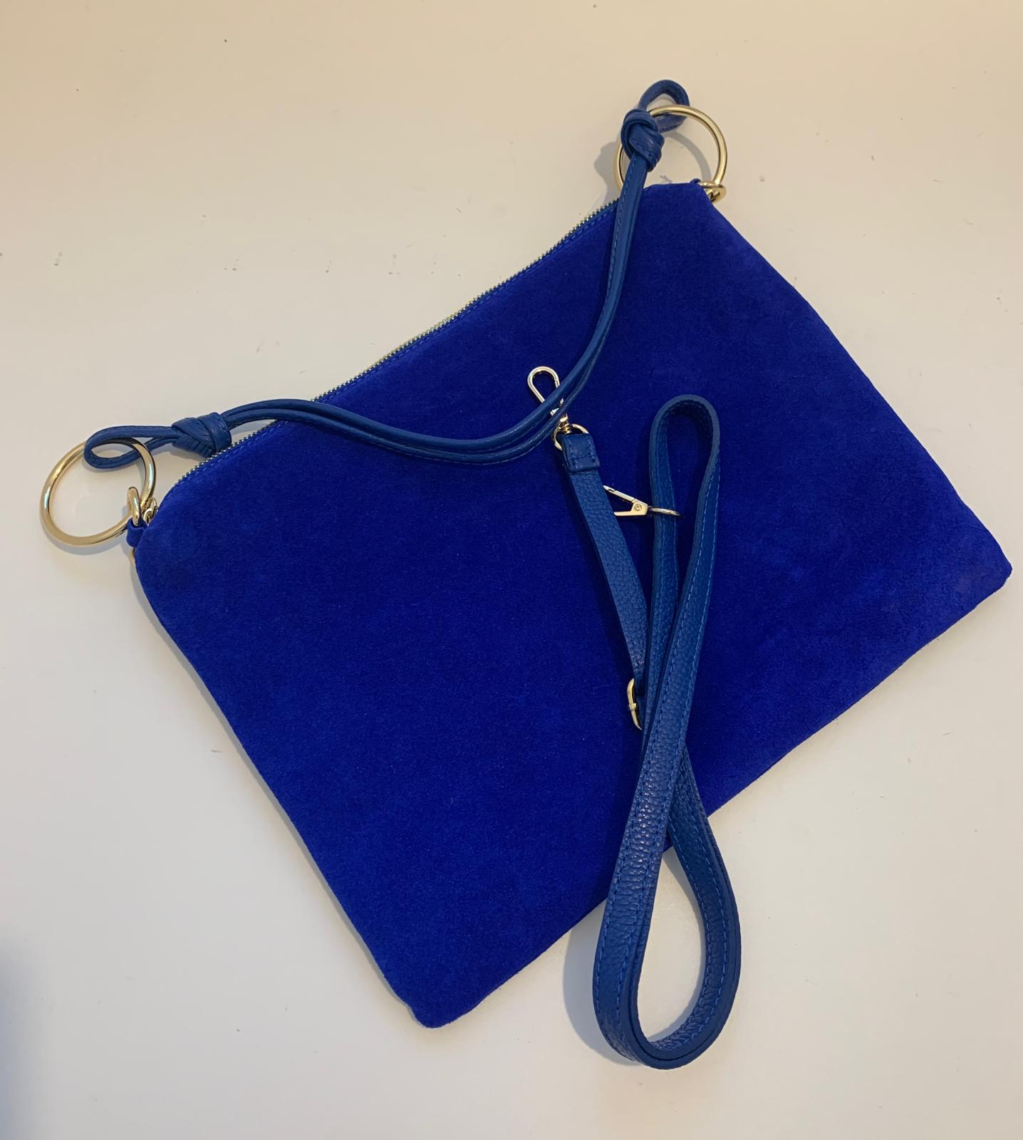 Borsa in camoscio Made in Italy con doppia tracolla