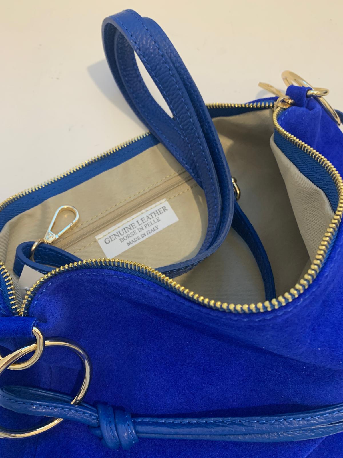 Borsa in camoscio Made in Italy con doppia tracolla