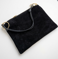 Made in Italy suede bag with double shoulder strap