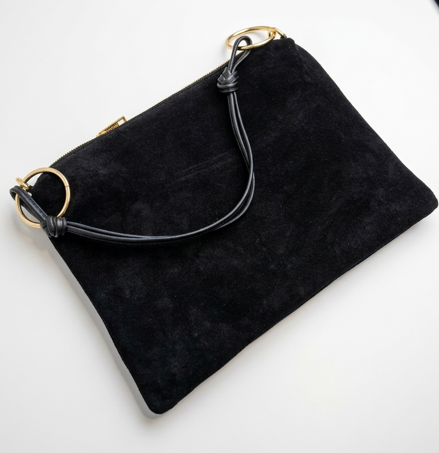 Made in Italy suede bag with double shoulder strap
