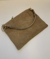 Made in Italy suede bag with double shoulder strap