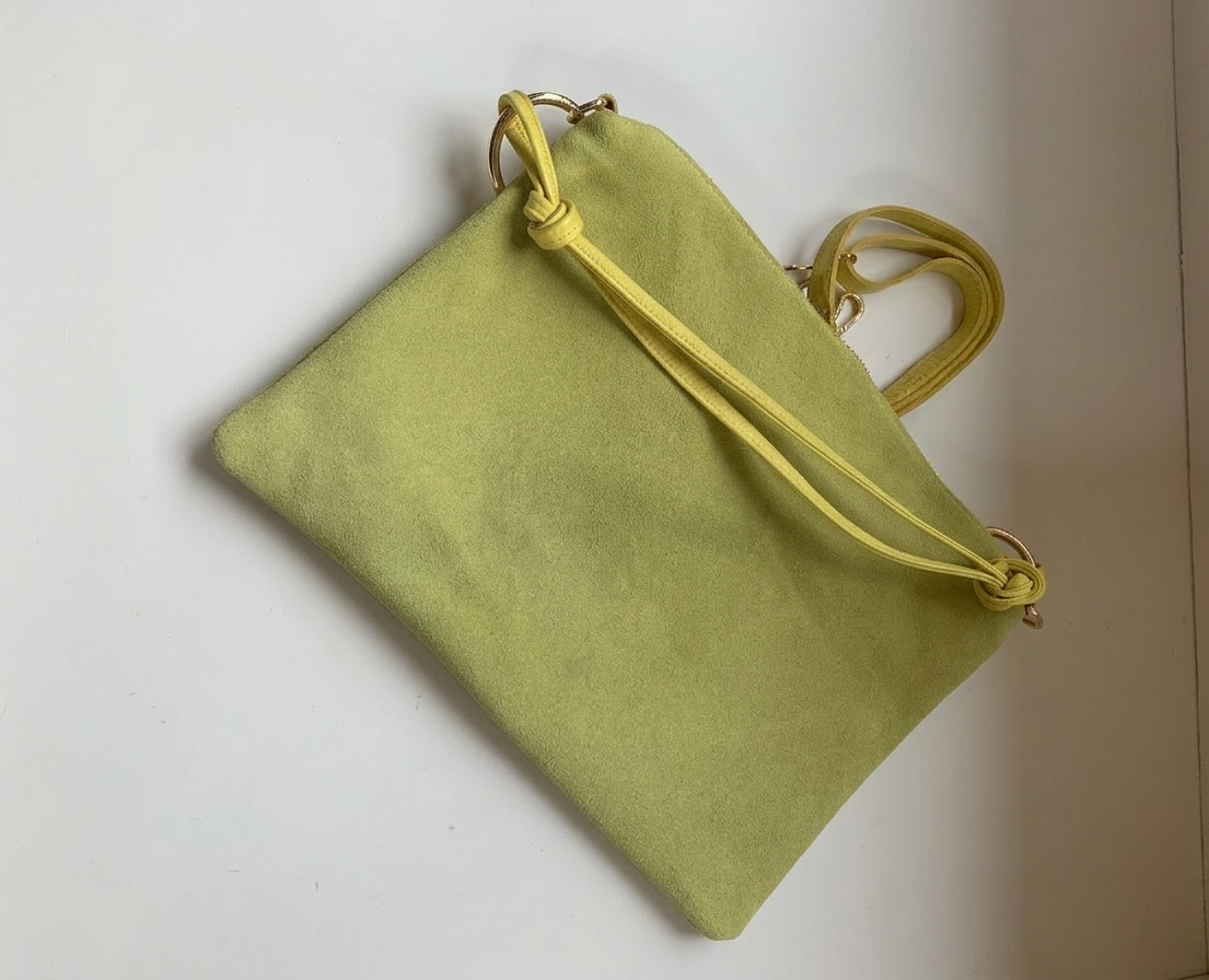 Made in Italy suede bag with double shoulder strap