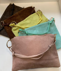 Made in Italy suede bag with double shoulder strap