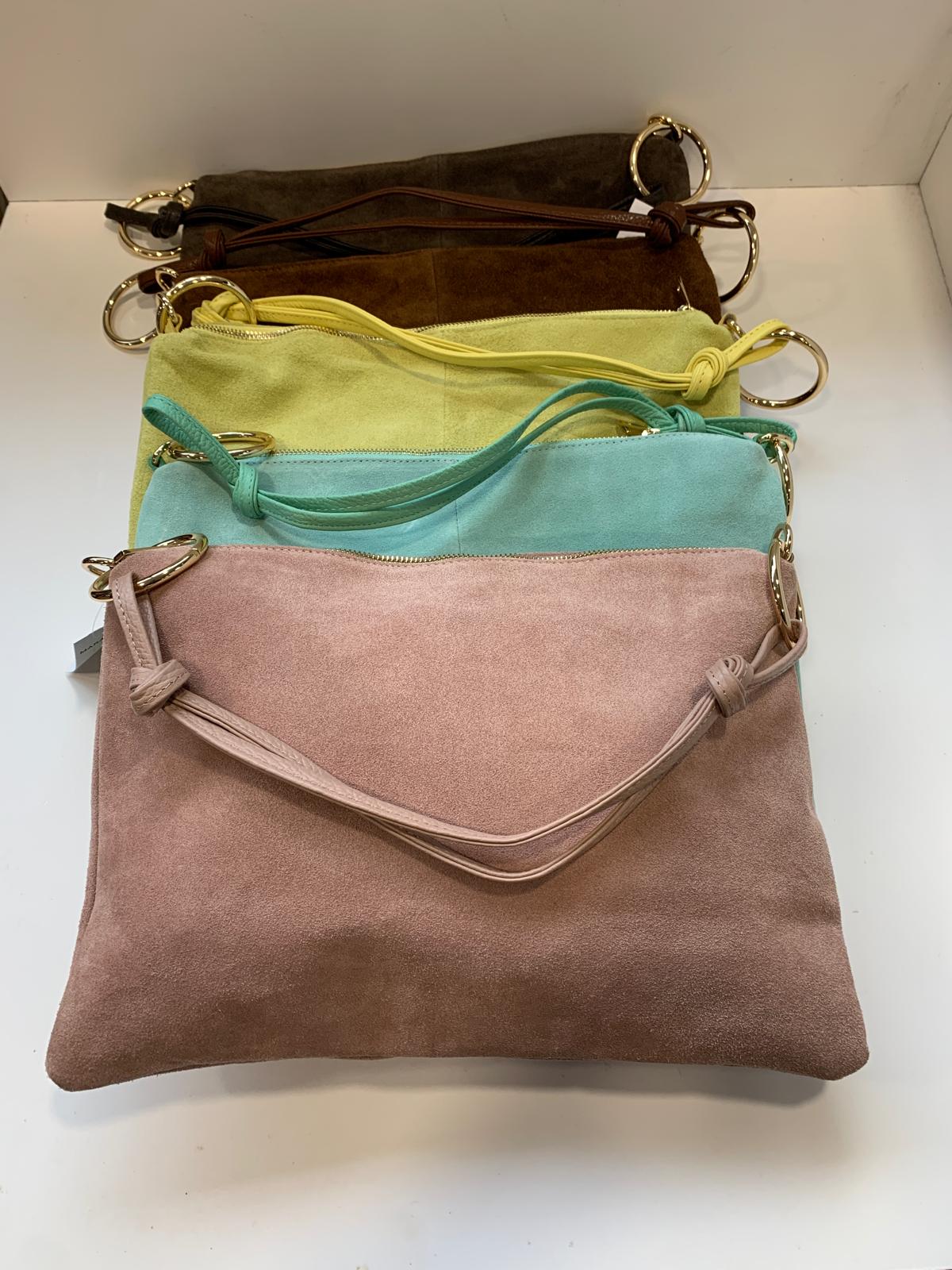 Made in Italy suede bag with double shoulder strap