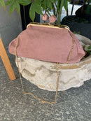 Borsa a mano in alcantara effetto camoscio