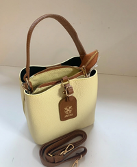 Orange peel effect leather handbag and shoulder bag