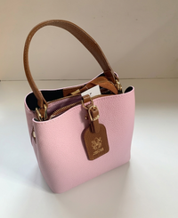 Orange peel effect leather handbag and shoulder bag