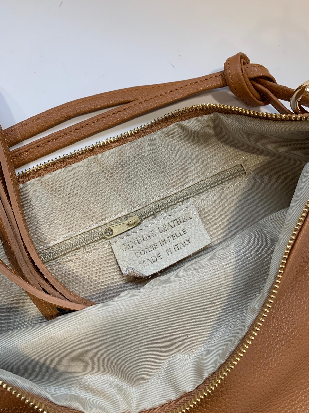 Borsa in pelle Made in Italy con doppia tracolla