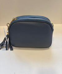 Orange peel effect leather handbag and shoulder bag