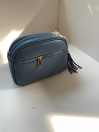 Orange peel effect leather handbag and shoulder bag