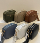 Orange peel effect leather handbag and shoulder bag