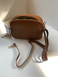 Orange peel effect leather handbag and shoulder bag