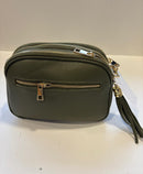 Orange peel effect leather handbag and shoulder bag