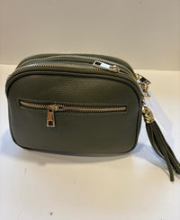 Orange peel effect leather handbag and shoulder bag