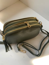 Orange peel effect leather handbag and shoulder bag
