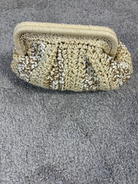 Borsa a mano in rafia con tracolla removibile