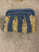 Borsa a mano in rafia con tracolla removibile