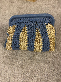 Borsa a mano in rafia con tracolla removibile