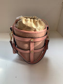 Borsa secchiello in camoscio rosa a spalla o a mano