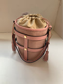 Borsa secchiello in camoscio rosa a spalla o a mano