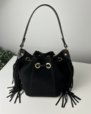 Borsa a Secchiello “Boho Chic” in pelle scamosciata con frange