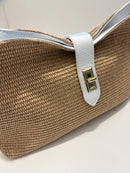Borsa a spalla intrecciata con manici in pelle e tracolla