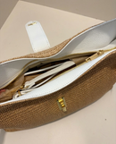 Borsa a spalla intrecciata con manici in pelle e tracolla
