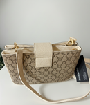 Borsa piccola a tracolla Nero Giardini doppio scomparto bordi beige