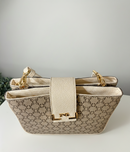 Borsa piccola a tracolla Nero Giardini doppio scomparto bordi beige