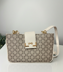 Borsa piccola a tracolla Nero Giardini doppio scomparto bordi beige