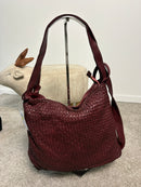 Borsa zaino toscana in pelle intrecciata