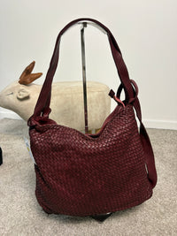 Borsa zaino toscana in pelle intrecciata