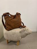 Borsa zaino toscana in pelle intrecciata