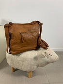 Borsa zaino toscana in pelle intrecciata