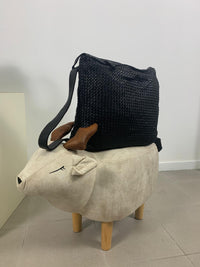 Borsa zaino toscana in pelle intrecciata