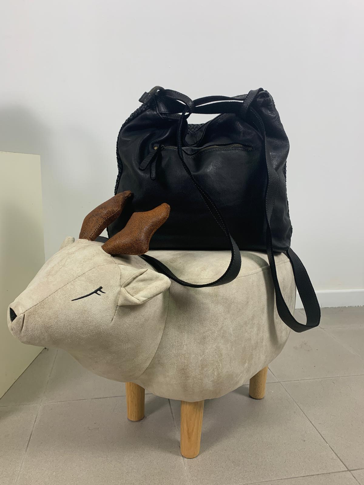 Borsa zaino toscana in pelle intrecciata