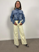 Camicia in jeans chiaro con bottoni automatici