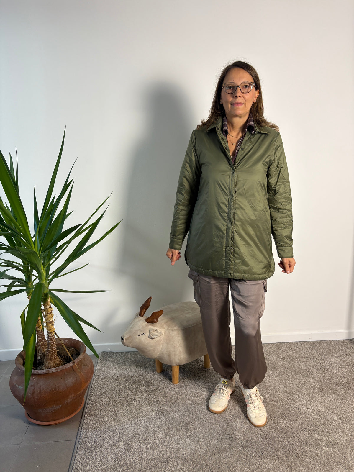 Camicia lunga 100 g con imbottitura leggera e bottoni